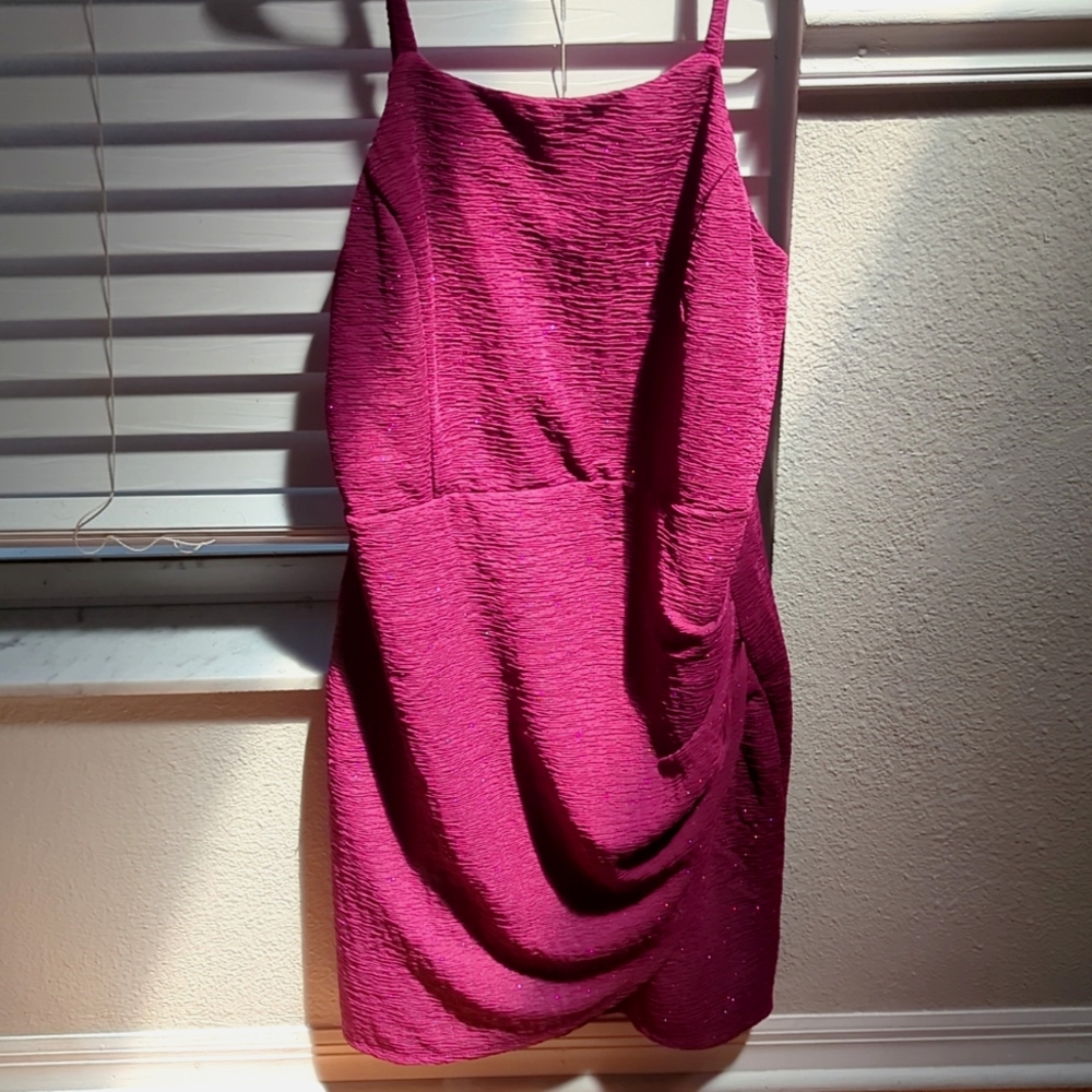 Sparkly dark pink mini dress